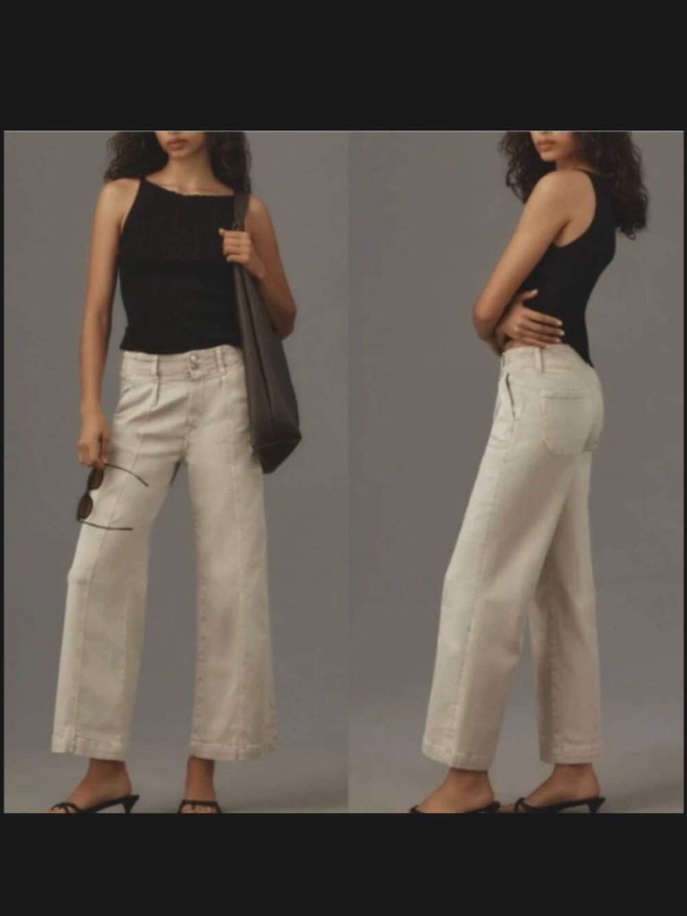Anthro PAIGE Brooklyn Crop Wide Leg Jeans 27 High Rise Pants White Cream $239
